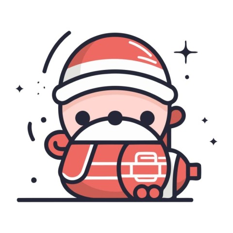 Cute baby boy in a santa claus costume. Vector illustration