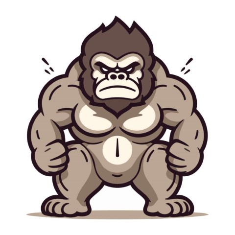 Gorilla Angry Cartoon Mascot Character Vector Illustration.