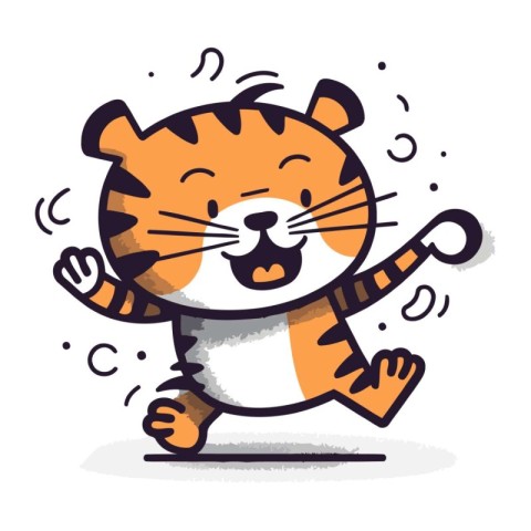 Cute tiger cartoon vector illustration. Cute tiger character wit