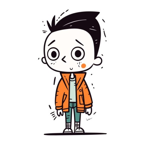 Funny cartoon man. Vector illustration of a boy in casual clothe