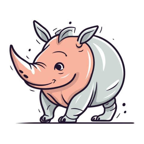 Cute rhinoceros cartoon. Vector illustration for your design