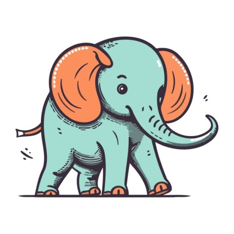 Cute cartoon elephant. Vector illustration. Isolated on white ba