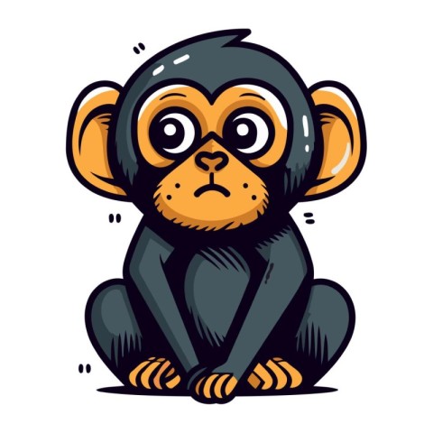 Cute monkey isolated on white background. Vector illustration fo