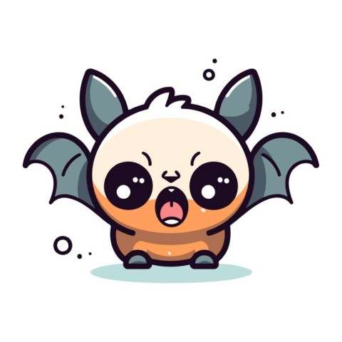 Cute little bat character. Vector flat cartoon illustration. Iso