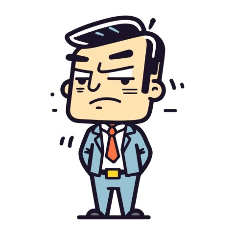 Angry Businessman   Cartoon Vector Illustration. Sticker Style