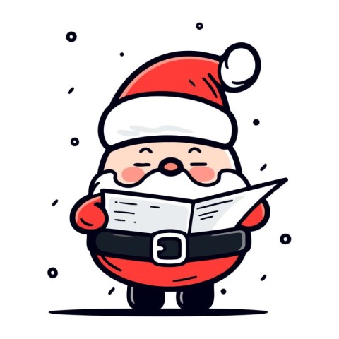 Santa Claus with a book in his hands. Vector illustration in car