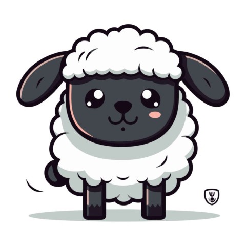 Cute cartoon sheep. Vector illustration isolated on a white back