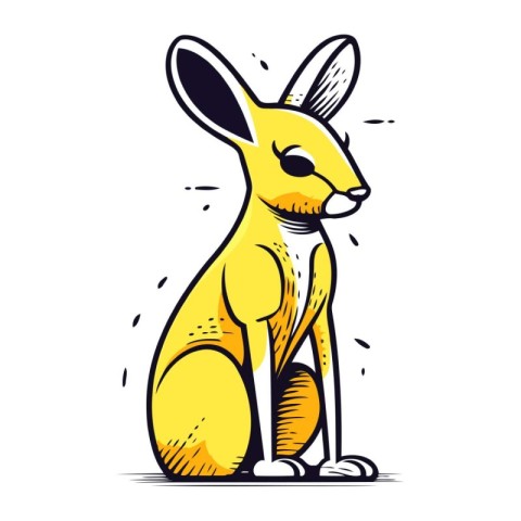 Illustration of a yellow kangaroo sitting on the ground.