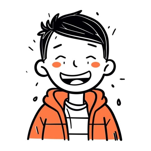 Cute cartoon boy with funny expression on face. Vector illustrat