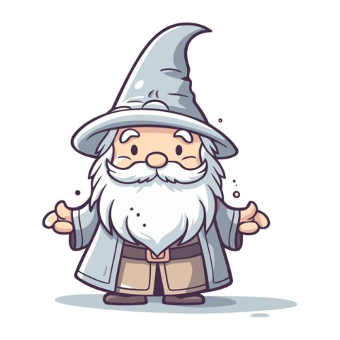 Wizard cartoon character isolated on white background. Cute vect