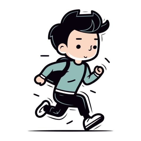 Running man cartoon character vector illustration. Running and j