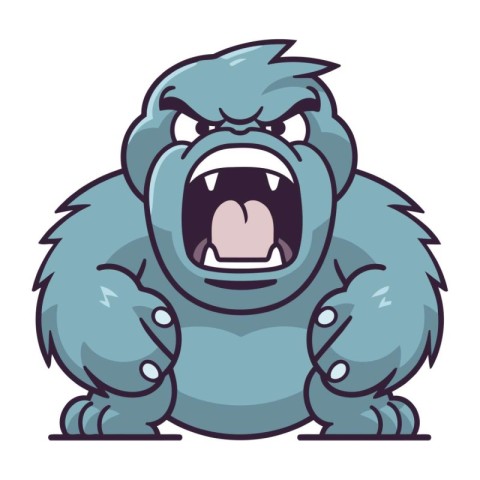 Angry Gorilla Cartoon Mascot Character Vector Illustration.