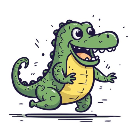 Crocodile vector illustration. Cute cartoon crocodile.