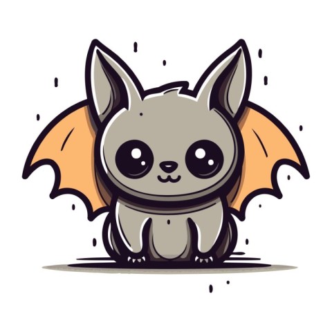 Cute cartoon bat. Vector illustration isolated on a white backgr