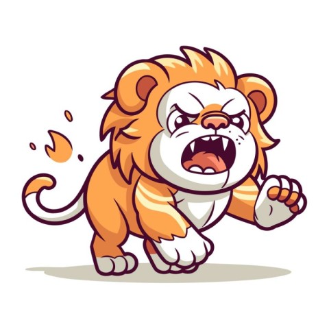 Angry Lion Cartoon Mascot Character. Vector Illustration.