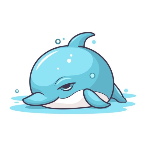 Cute cartoon whale. Vector illustration. Isolated on white backg