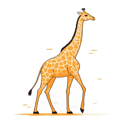 Giraffe isolated on white background. Vector illustration in fla