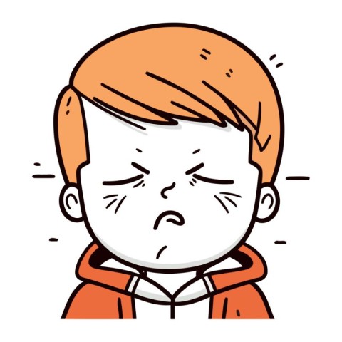 Illustration of a boy with an angry expression on his face.