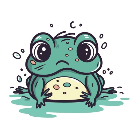 Cute cartoon frog. Vector illustration. Isolated on white backgr