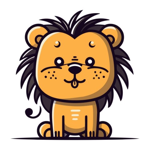 Cute cartoon lion. Vector illustration isolated on a white backg