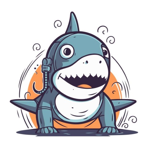 Cartoon shark. Vector illustration of a cute cartoon shark with