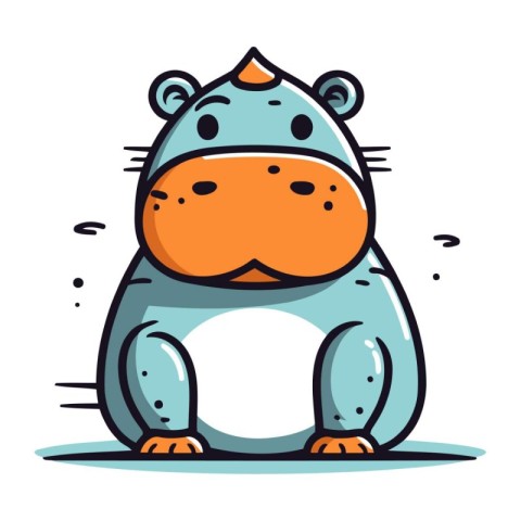 Cute hippopotamus. Vector illustration in a flat style.