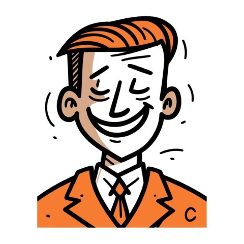 Smiling man in suit. Vector illustration of a happy businessman.