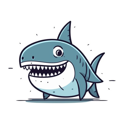 Cartoon shark. Vector illustration. Isolated on white background