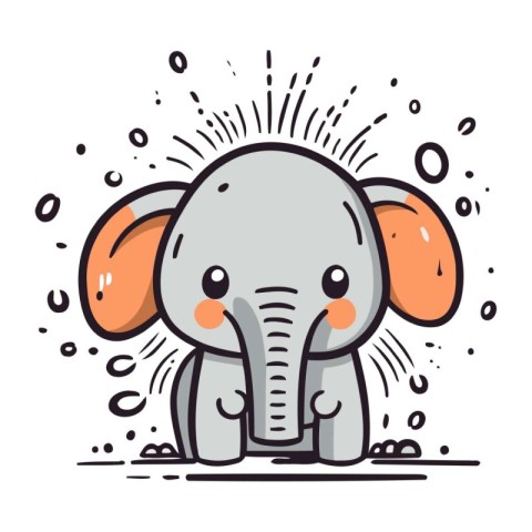 Cute elephant. Vector illustration. Isolated on white background