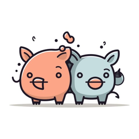 Piggy bank and piggy bank. Cute vector illustration