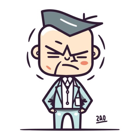 Angry man cartoon character. Vector illustration of angry man in