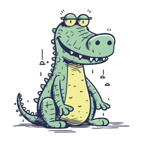 Cute crocodile with glasses. Vector illustration in cartoon styl