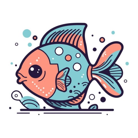 Cute cartoon fish. Vector illustration. Isolated on white backgr