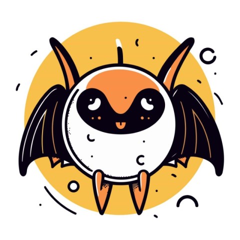 Cute cartoon bat. Vector illustration in doodle style.