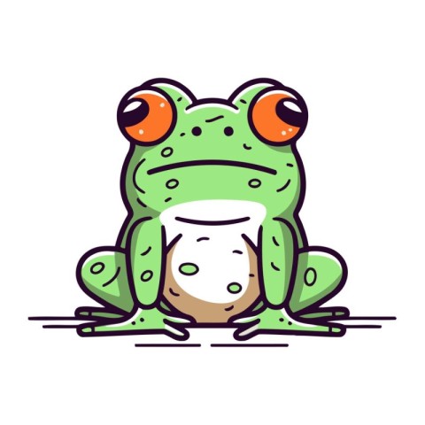 Frog cartoon icon. Vector illustration of a green frog isolated