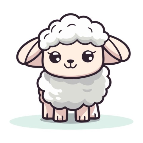 Cute cartoon sheep. Vector illustration isolated on a white back