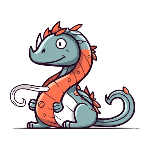 Cute cartoon dragon. Vector illustration isolated on a white bac