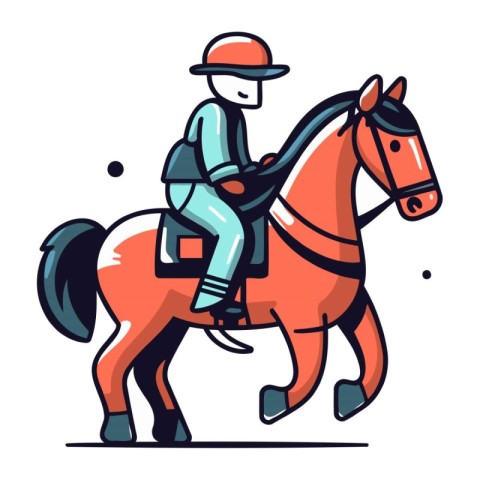 Horseman riding on gallop. Vector illustration in cartoon style