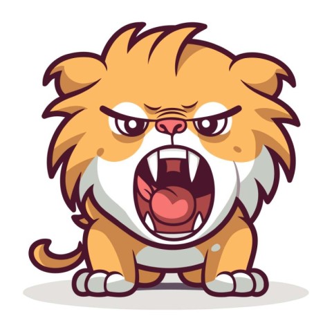 Angry Lion Cartoon Mascot Character. Vector Illustration.