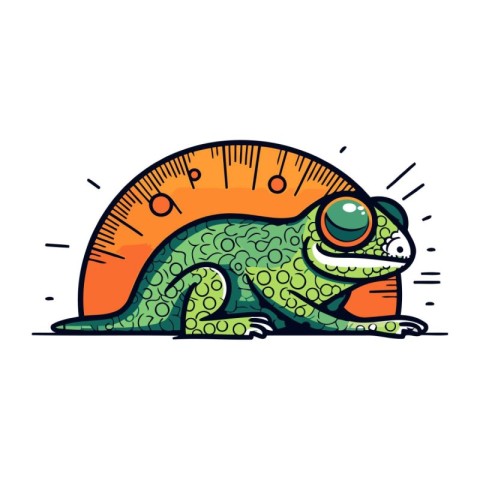 Frog with a thermometer. Vector illustration on white background