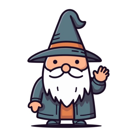 Wizard Cartoon Character Vector Illustration. Cute Wizard Fairy