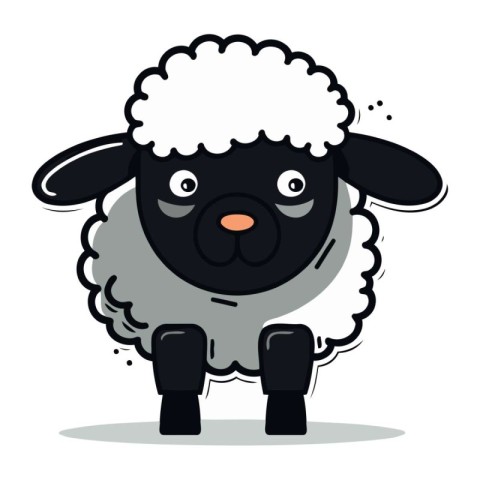 Cute Sheep Cartoon Mascot Character. Vector Illustration.