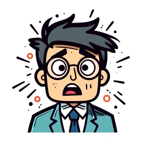 Vector illustration of a man in glasses with a surprised express