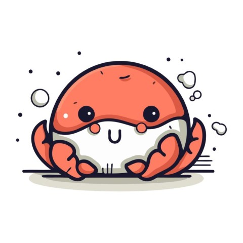 Cute crab cartoon mascot. Vector illustration of cute crab masco