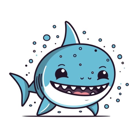 Cartoon shark. Vector illustration of a cute little shark charac