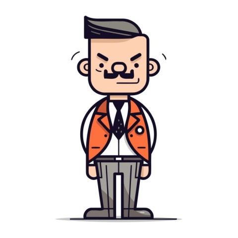 Cute cartoon man in suit. Vector illustration in flat style.