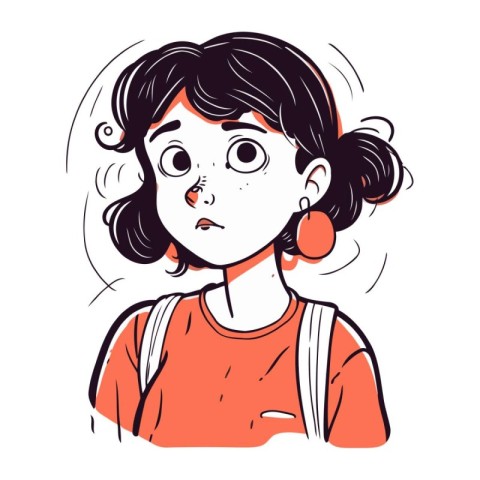 Illustration of a girl with a sad expression on her face.