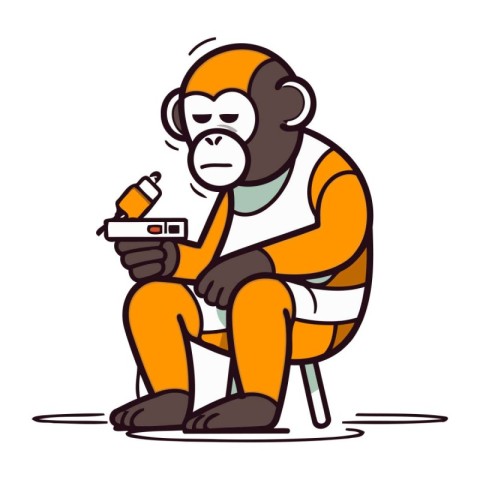 Monkey with a flask. Vector illustration in a flat style.