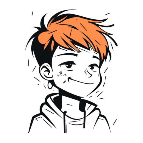 Vector illustration of a boy with an orange hair and a short hai