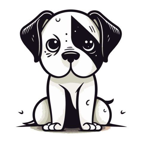 Illustration of a cute pug dog sitting on a white background